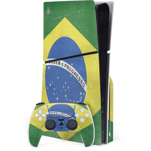 Brazil Flag Distressed PlayStation PS5 Skins
